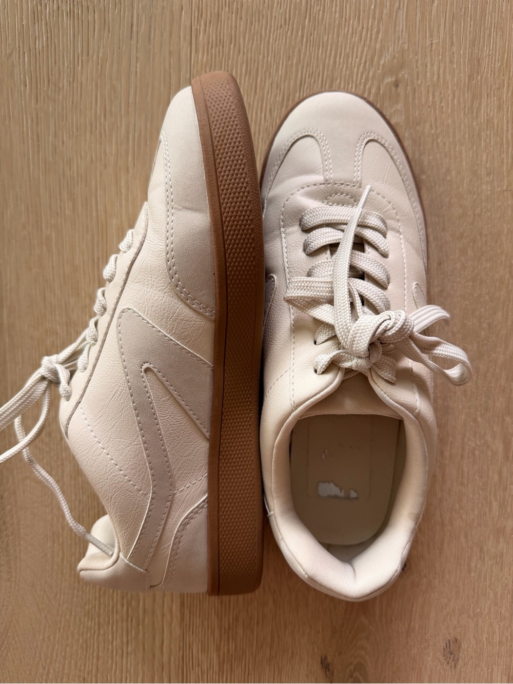 Dolce Vita Cream Sneakers with Brown Gum Sole